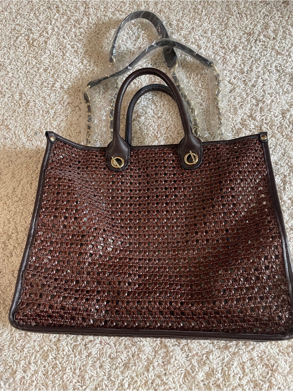 NWT Steve Madden Brown Woven Tote